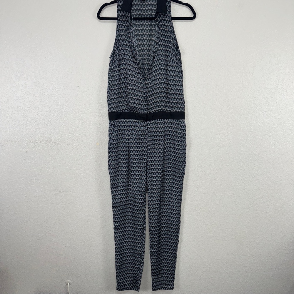 Mango Mng Collections Chic Black and Gray Patterned Jumpsuit‎ Work Office #cc